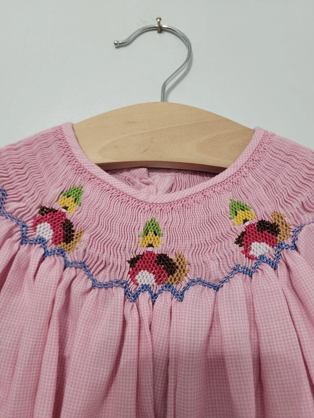 Toddler Girls Smocked Duck Pink Gingham Dress Estimated Size 2T